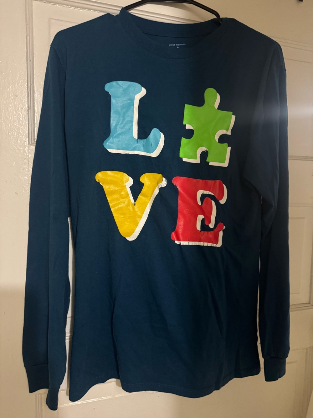 LOVE Puzzle Graphic Long-Sleeve Tee - Navy